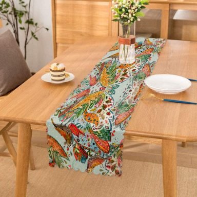 Realhomes Kuş motifli Dijital Baskılı Modern Runner