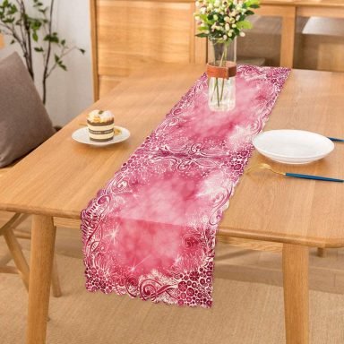 Realhomes Pembe Zeminli Dijital Baskılı Modern Runner