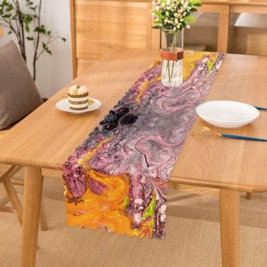 Realhomes Ebru Motifli Dijital Baskılı Modern Runner