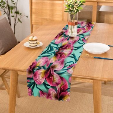 Realhomes mavi zeminli Rengarenk Çiçekler Modern Runner