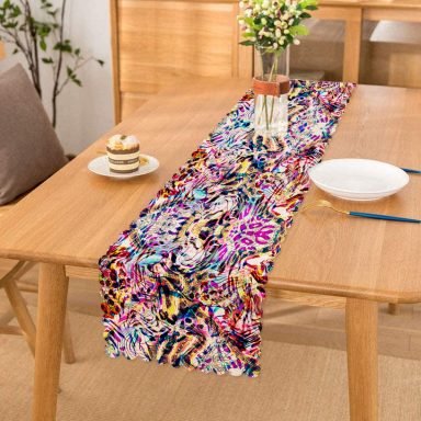 Realhomes Renkli Leopar Desenli Dijtal Baskılı Modern Runner