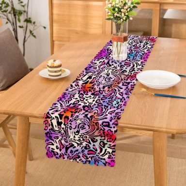 Realhomes Renkli Leopar Desenli Dijtal Baskılı Modern Runner