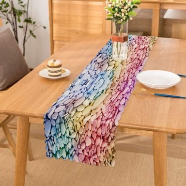 Realhomes Renkli Çakıl Taşları Motifli Dijital Baskılı Modern Runner