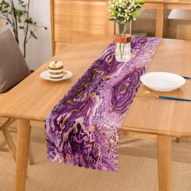 Realhomes Ebru Motifli Dijital Baskılı Modern Runner