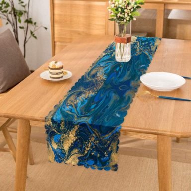 Realhomes Mvi Zeminli Altın Yaldızlı Dijital Baskılı Modern Runner