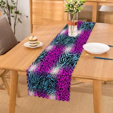 Realhomes Renkli Leopar Desenli Dijtal Baskılı Modern Runner
