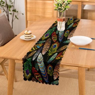 Realhomes Renkli yapraklar Dijital Baskılı Modern Runner