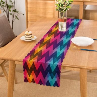 Realhomes Renkli Zigzag Desenli Dijital Baskılı Modern Runner
