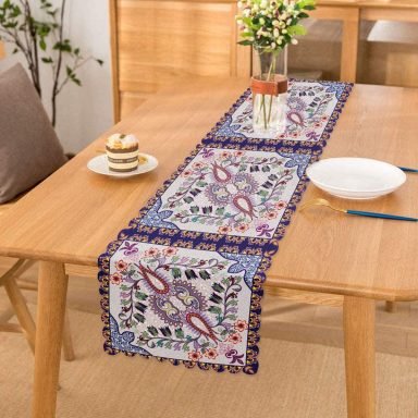 Realhomes Çini Desenli Dijital Baskılı Modern Runner