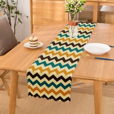 Modern Zigzag Desen Dijital Baskılı Dekoratif Runner
