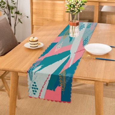 Suluboya Geometrik Tasarım Dijital Baskılı Runner