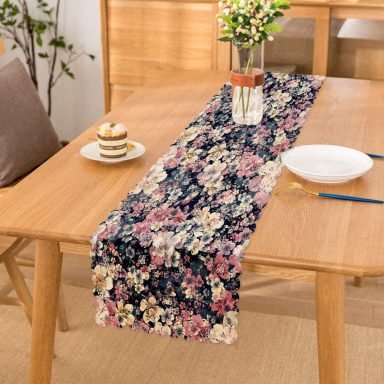 Modern Gül Temalı Özel Tasarım Dijital Baskılı Runner