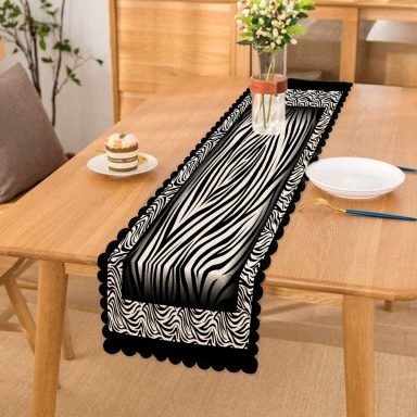 Siyah Modern Çizgiler Özel Tasarım Runner