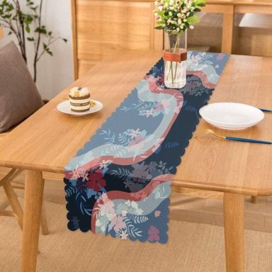 Dalgalı Modern Çiçek Tasarımlı Runner