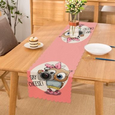 Sevimli Kediler Dijital Baskılı Dekoratif Runner