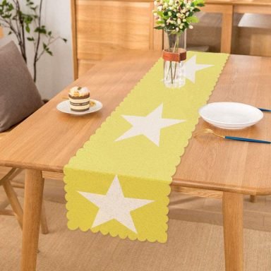 Modern Yıldız Desenli Dijital Baskılı Dekoratif Runner