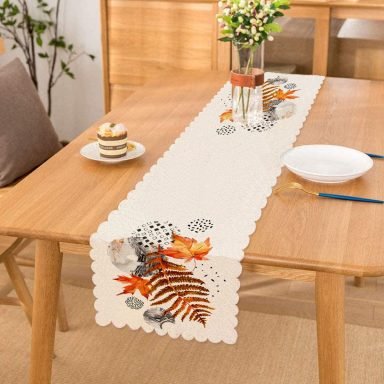 Kuru Yaprak Desenli Modern Dekoratif Runner