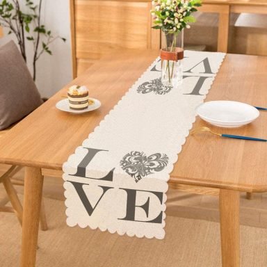 Aşk Temalı Dijital Baskılı Dekoratif Runner