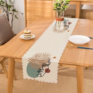 Botanik Portre Desenli Özel Tasarım Runner