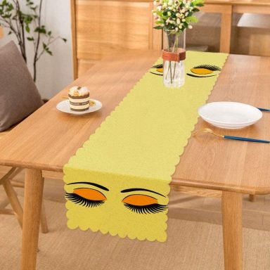 Sarı Zeminde Kirpik Motifli Özel Tasarım Modern Runner
