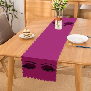 Mor Zeminde Kirpik Motifli Özel Tasarım Modern Runner