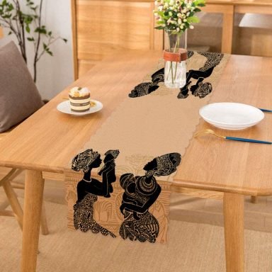 Etnik Desen Zeminli Bebekli Afrika Kadın Motifli Modern Runner