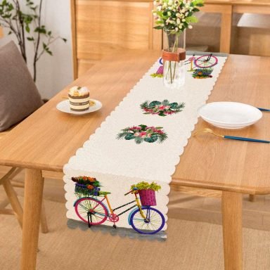 Modern Bisiklet Desenli Dijital Baskılı Dekoratif Runner