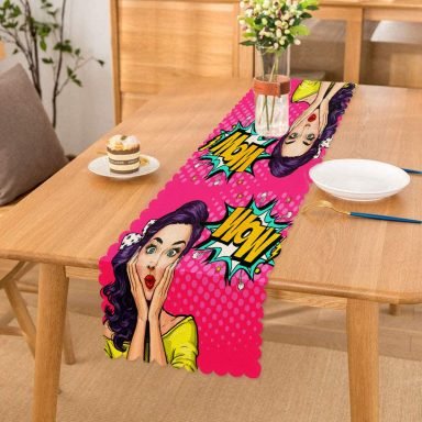 Pop Art Resimli Dijital Baskılı Dekoratif Runner