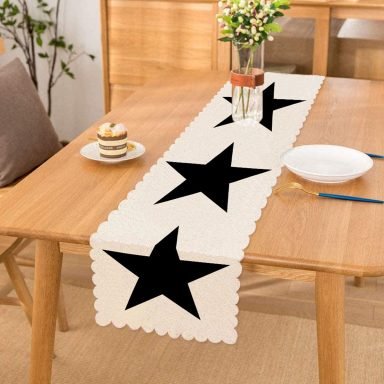 Modern Yıldız Desenli Dijital Baskılı Dekoratif Runner