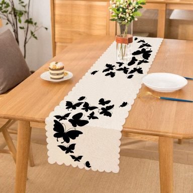 Modern Kelebek Dijital Baskılı Dekoratif Runner