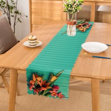 Çiçek Temalı Dijital Baskılı Dekoratif Özel Tasarım Runner