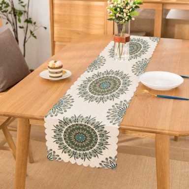 Modern Damask Desenli Dijital Baskılı Dekoratif Runner