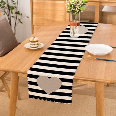 Modern Kalp Desenli Dijital Baskılı Runner