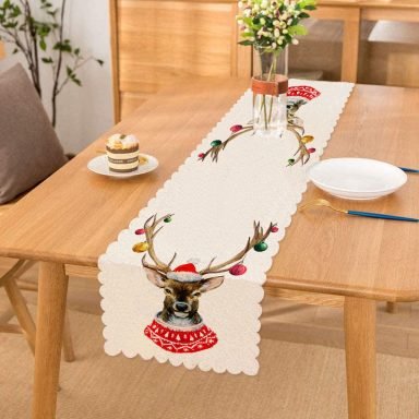 Modern Geyik Desen Dijital Baskılı Runner