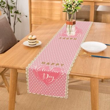 Sevgililer Günü Temalı Özel Tasarım Dijital Baskılı Modern Oryantal Kesimli Runner