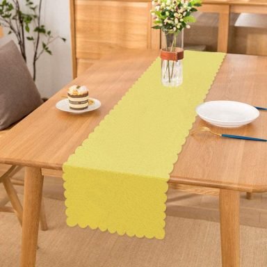 Sarı Renkli Dijital Baskılı Dekoratif Runner