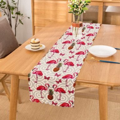 Flamingo Desenli Dijital Baskılı Dekoratif Runner