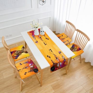 Arap Kadınlar Motifli 4 Fermuarlı Sandalye Minderi ve 1 Runner Seti