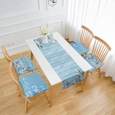 Mavinin Uyumu Tasarımlı 4 Fermuarlı Sandalye Minderi ve 1 Runner Seti