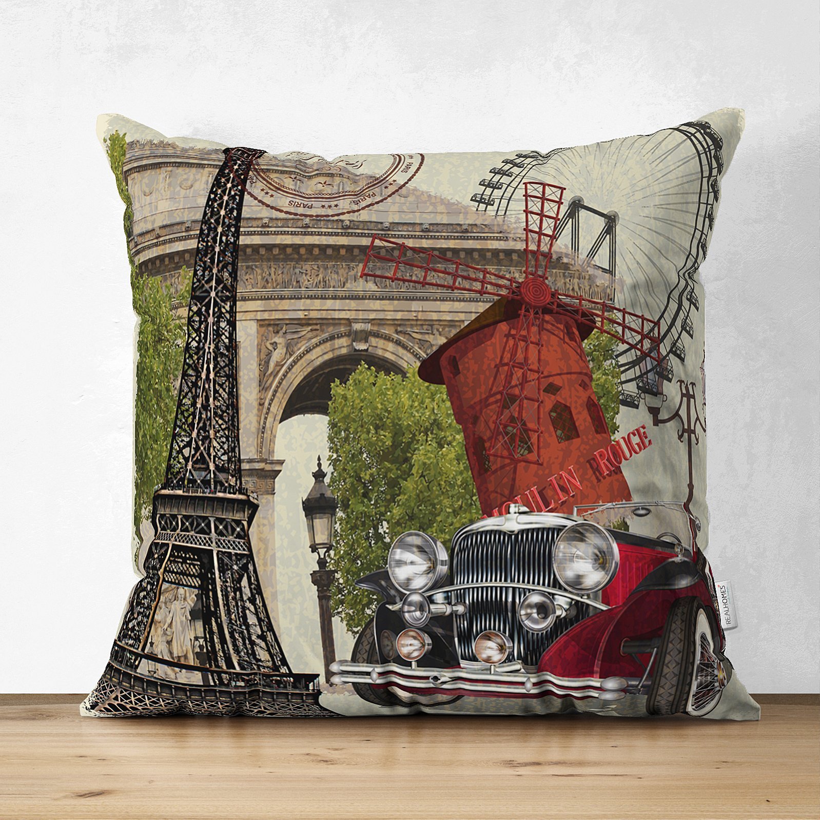 Suet-K151-Klasik-Araba-Paris-Desenli-Dijital-Baskili-Dekoratif-Modern-Suet-Yastik-Kirlent-Kilifi