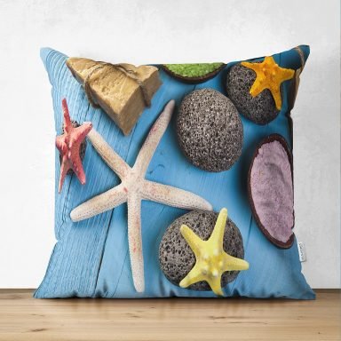 Deniz Yıldızı Özel Tasarımlı Modern Süet Yastık Kırlent Kılıfı