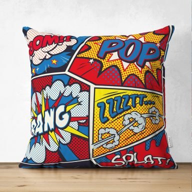 Modern Pop Art Tasarımlı Dijital Baskılı Modern Süet Yastık Kırlent Kılıfı