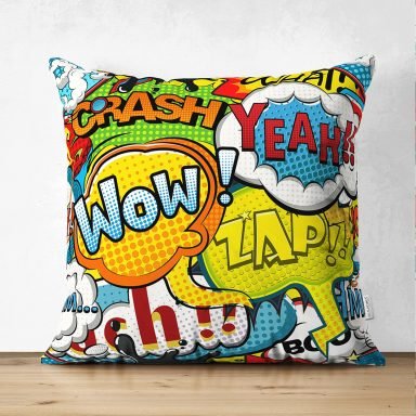 Pop Art Dijital Baskılı Modern Süet Yastık Kırlent Kılıfı