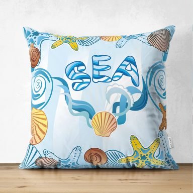 Sea Summer Dijital Baskılı Modern Özel Tasarım Süet Yastık Kırlent Kılıfı