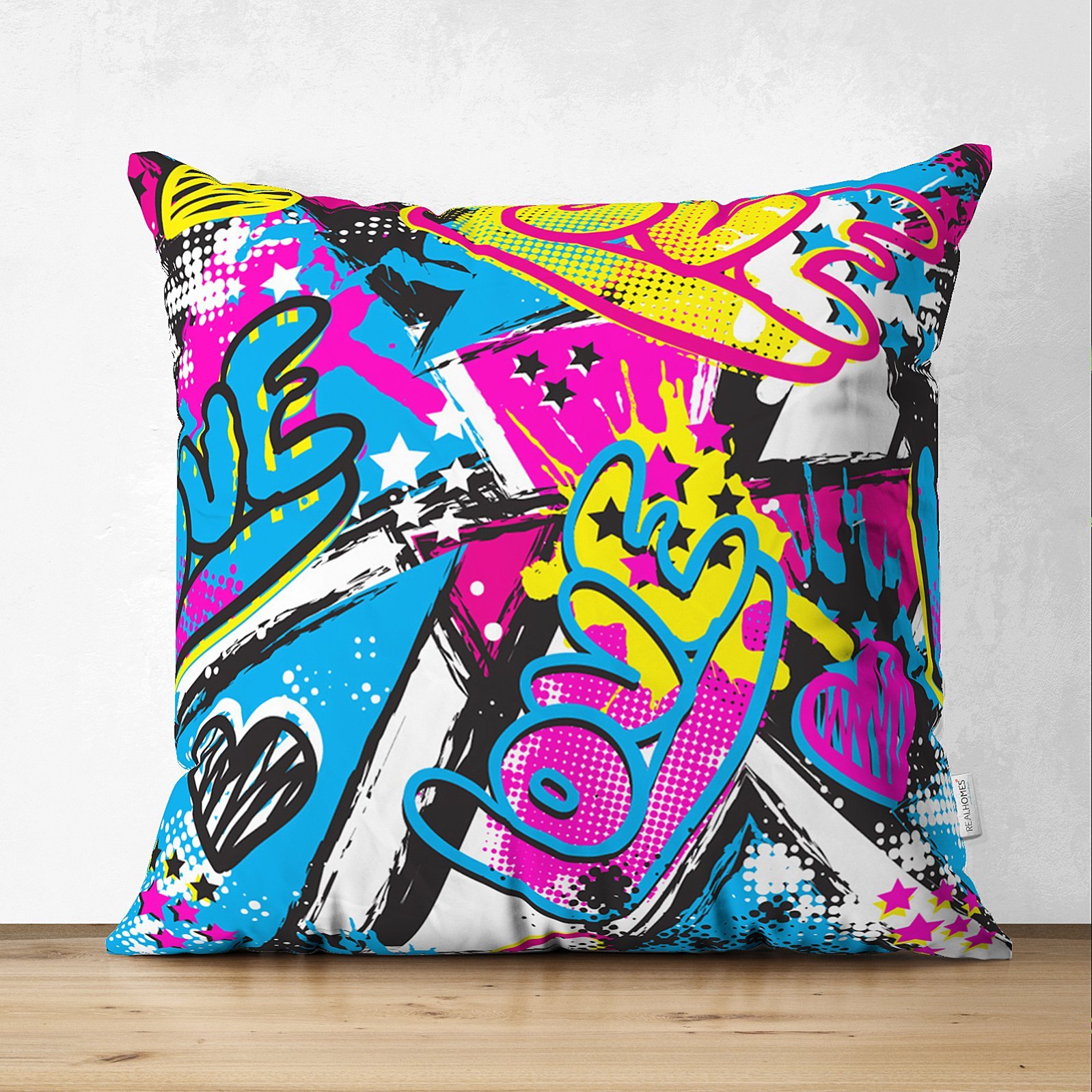 Suet-K3541-Popart-Love-Motifli-Dijital-Baskili-Modern-Suet-Yastik-Kirlent-Kilifi