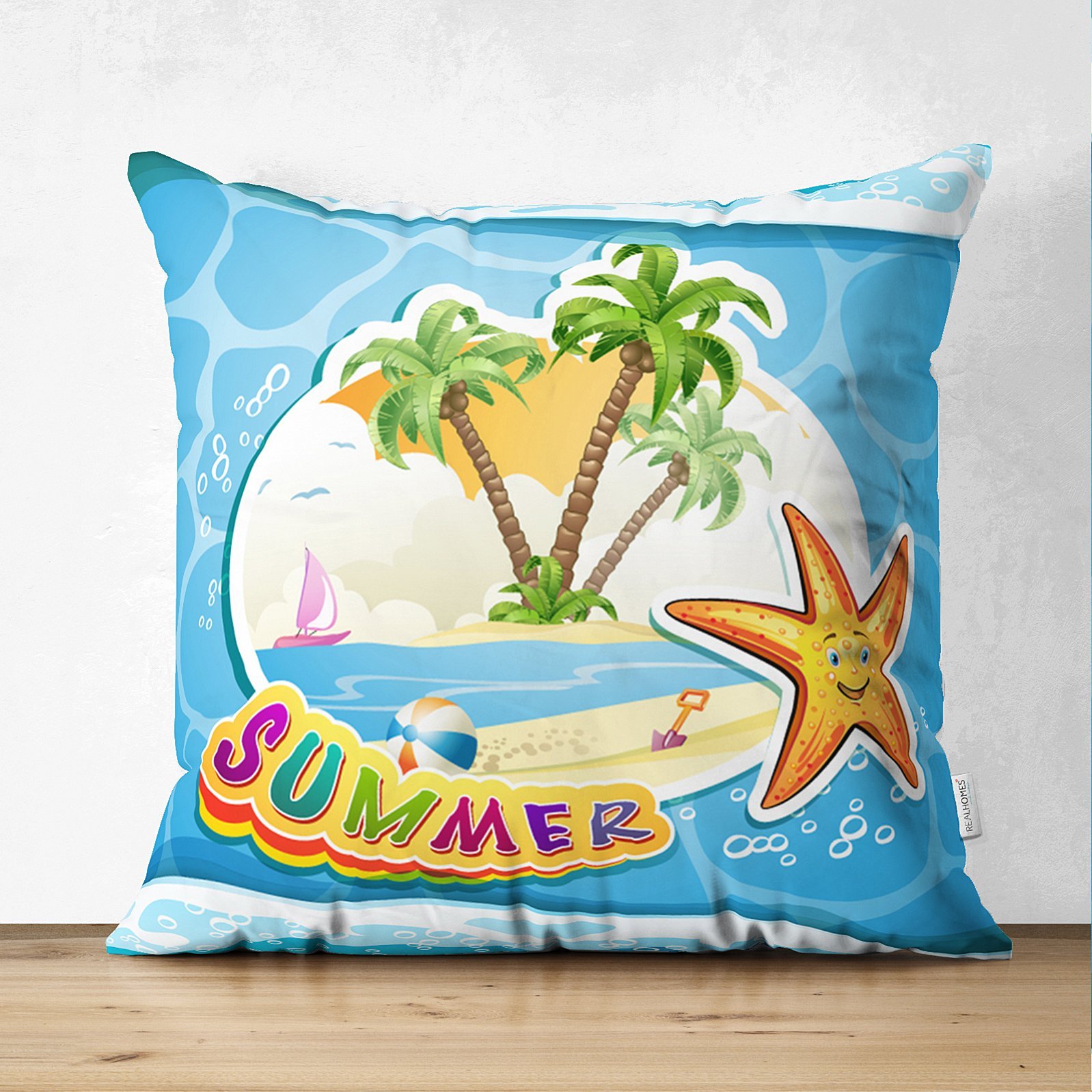 Suet-K3547-Mavi-Zeminde-Summer-Motifli-Dijital-Baskili-Modern-Suet-Yastik-Kirlent-Kilifi