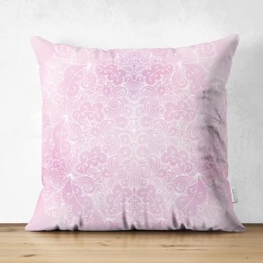 Pembe Zarafeti Özel Tasarım Dijital Baskılı Modern Süet Yastık Kırlent Kılıfı