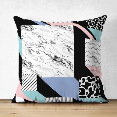 Mermer Desenli Dijital Baskılı Modern Süet Yastık Kırlent Kılıfı
