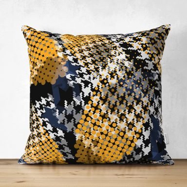 Kaz ayağı Motifli Dijital Baskılı Modern Süet Yastık Kırlent Kılıfı