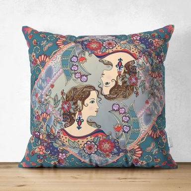 Kadın Motifli Dijital Baskılı Modern Süet Yastık Kırlent Kılıfı